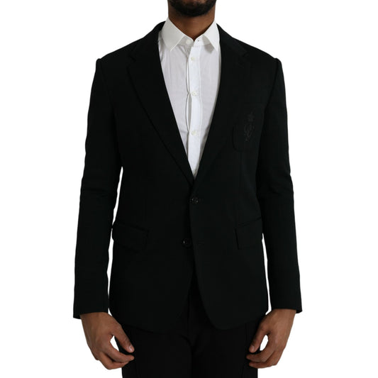 Dolce & Gabbana Black Wool Notch Single Breasted Coat Blazer