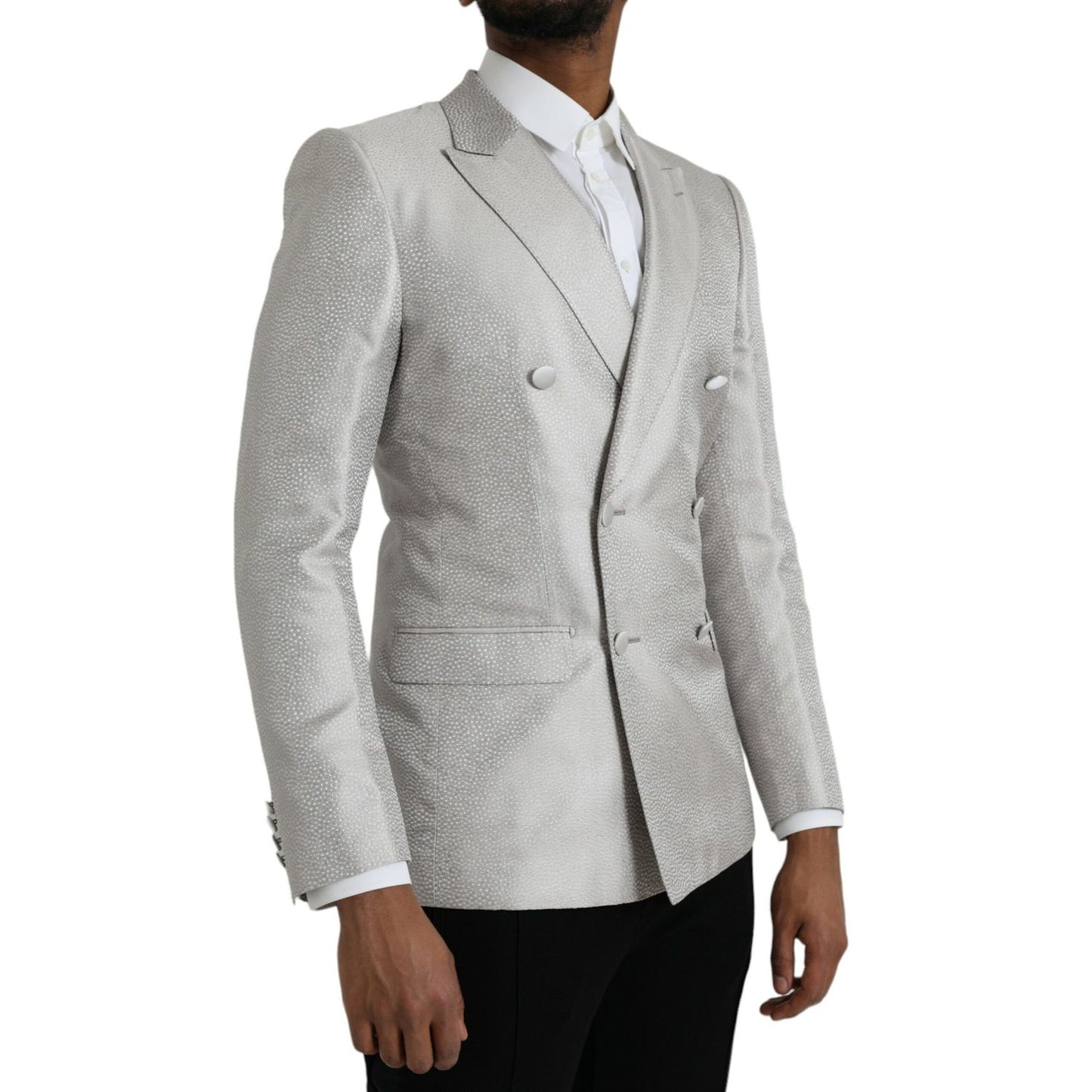 Dolce & Gabbana Off White MARTINI Double Breasted Coat Blazer
