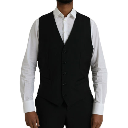 Dolce & Gabbana Black Polyester STAFF Formal 3 Piece Suit