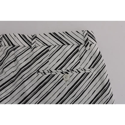 Dolce & Gabbana White Black Striped Casual Shorts