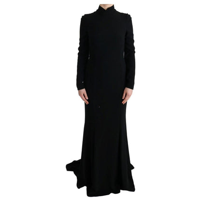 Dolce & Gabbana Black Stretch Long Gown Sheath Dress