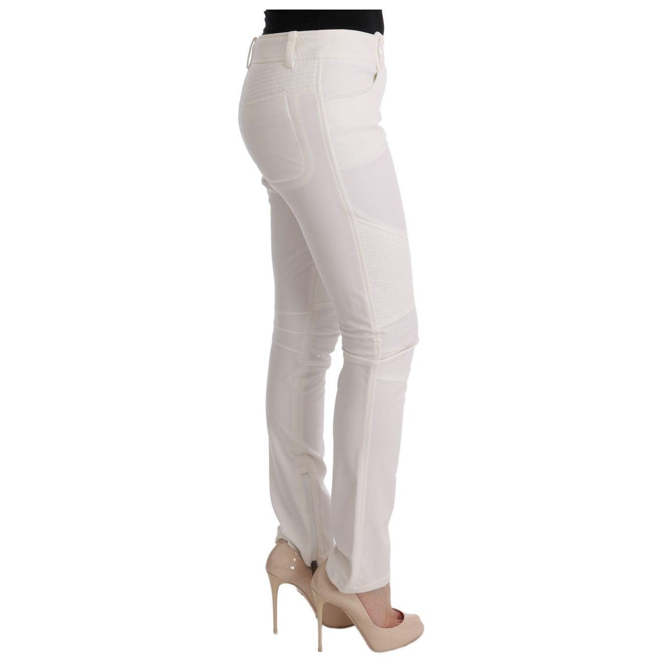 Ermanno Scervino White Cotton Slim Fit Casual Pants