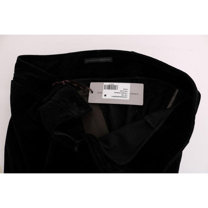 Ermanno Scervino Black Viscose Blend Velvet Cropped Pants