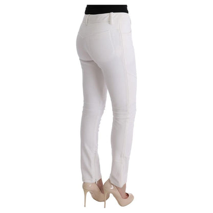 Ermanno Scervino White Cotton Slim Fit Casual Pants