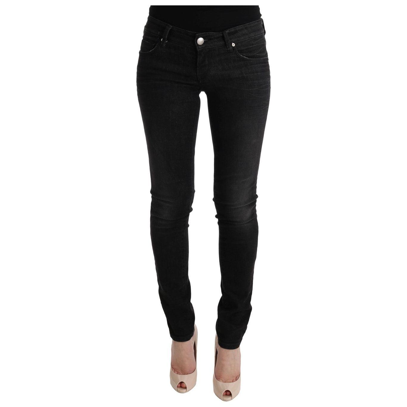 بنطلون جينز قطني أسود بقصّة Slim Fit من Acht Chic