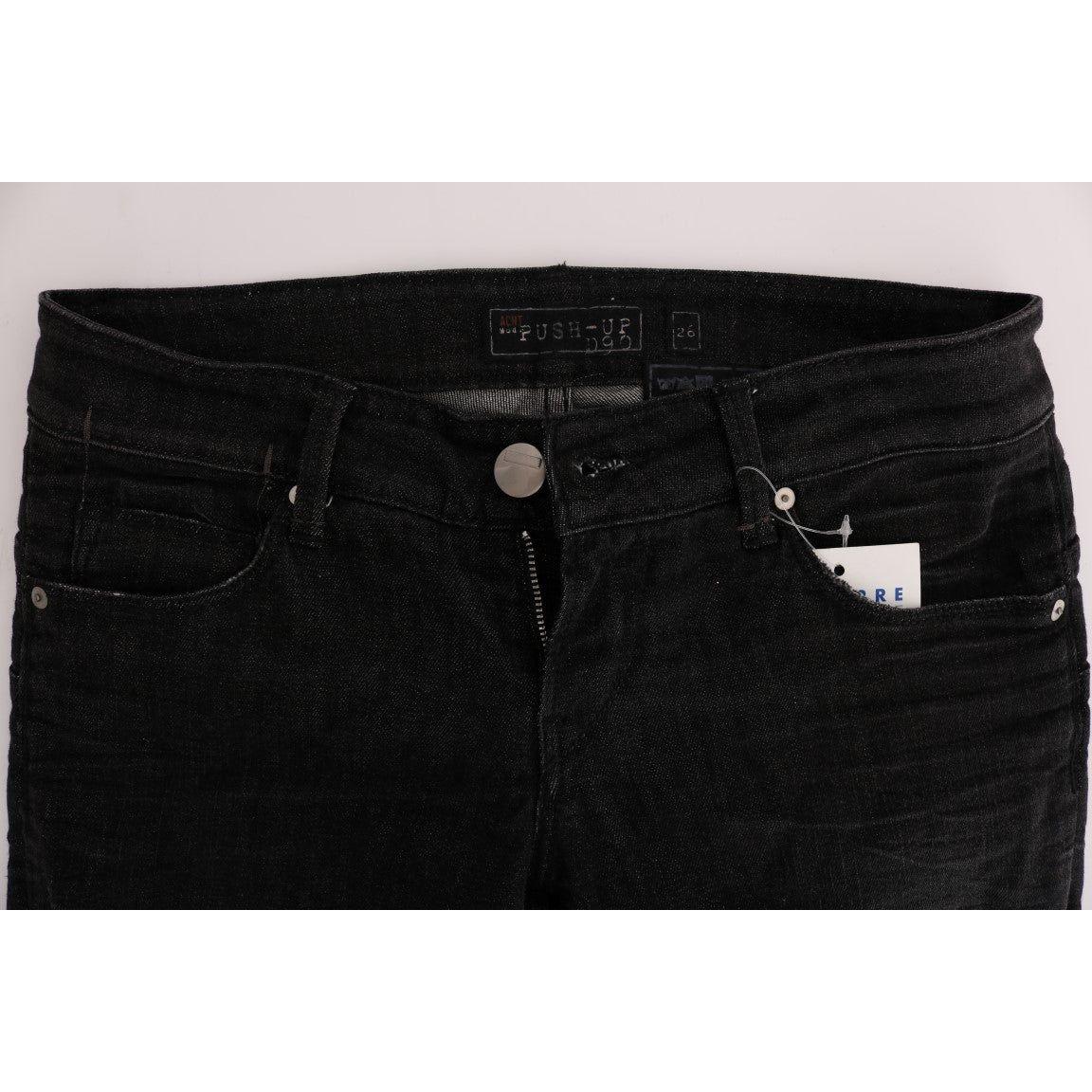 بنطلون جينز قطني أسود بقصّة Slim Fit من Acht Chic