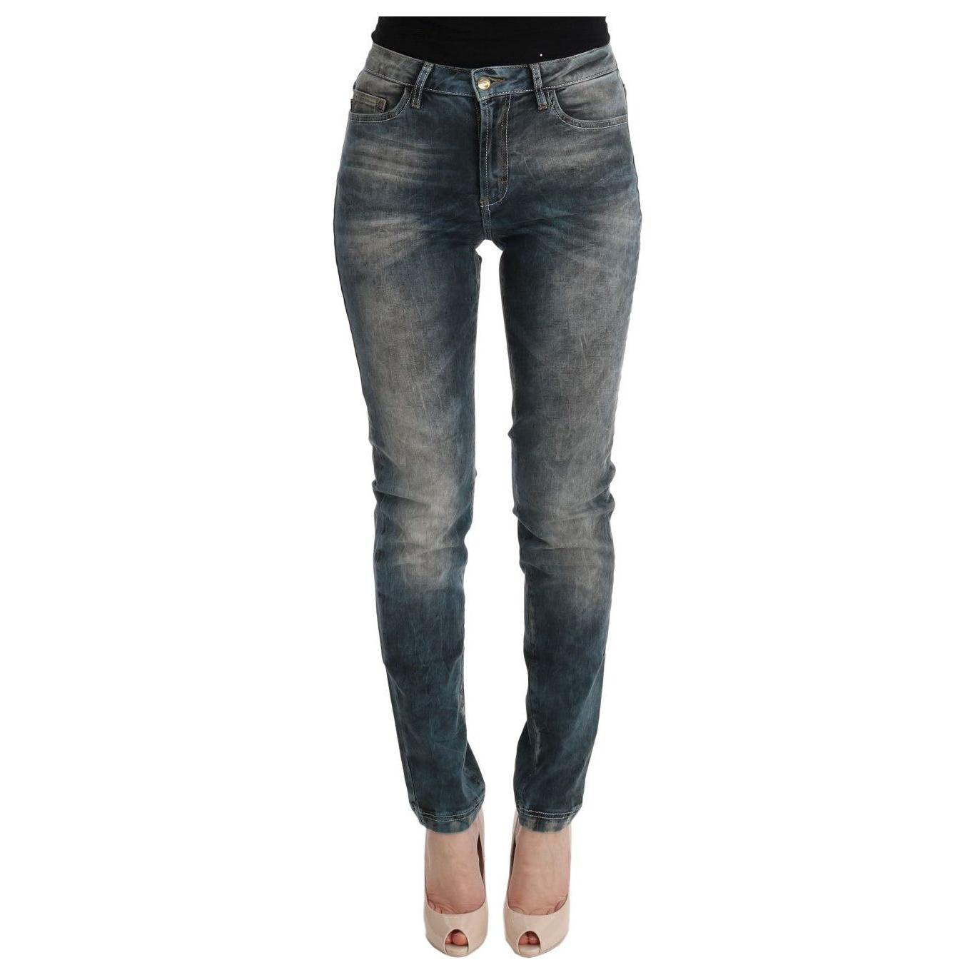بنطلون جينز كافالي شيك بقصّة Slim Fit باللون الأزرق