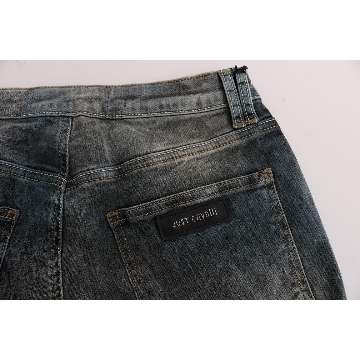 بنطلون جينز كافالي شيك بقصّة Slim Fit باللون الأزرق