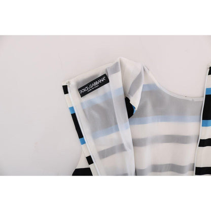 Dolce & Gabbana Blue White Striped Silk Stretch Shift Dress