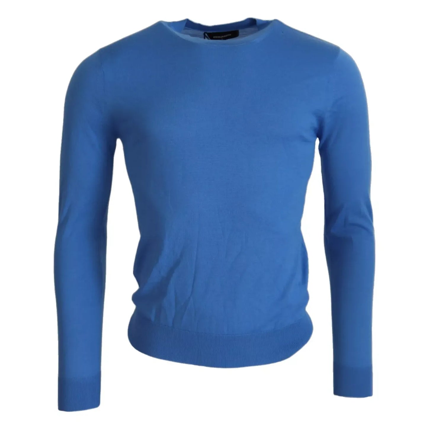 Dsquared² Blue Wool Long Sleeves Crewneck Pullover Sweater