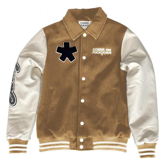 Comme Des Fuckdown Chic Cotton and Faux Leather Bomber Jacket CO-11488-M