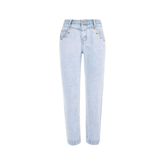 Yes Zee Blue Cotton Women's High-Waisted Jean YE-12222-W26