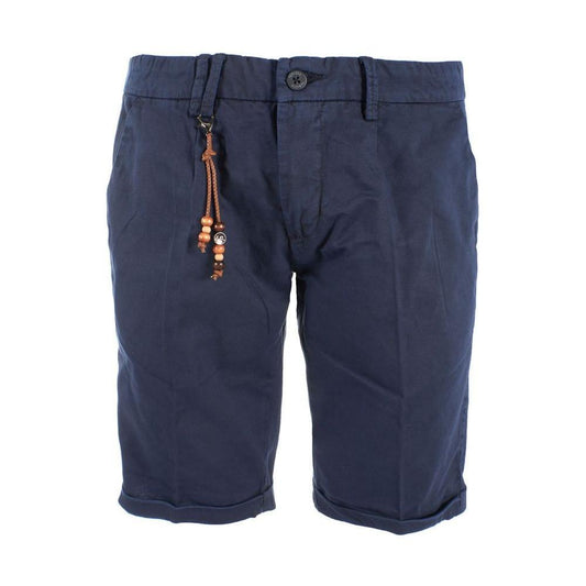 Yes Zee Chic Blue Cotton Blend Bermuda Shorts YE-12213-W30