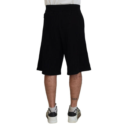 Dsquared² Black Solid Pull On Men Casual Bermuda Shorts