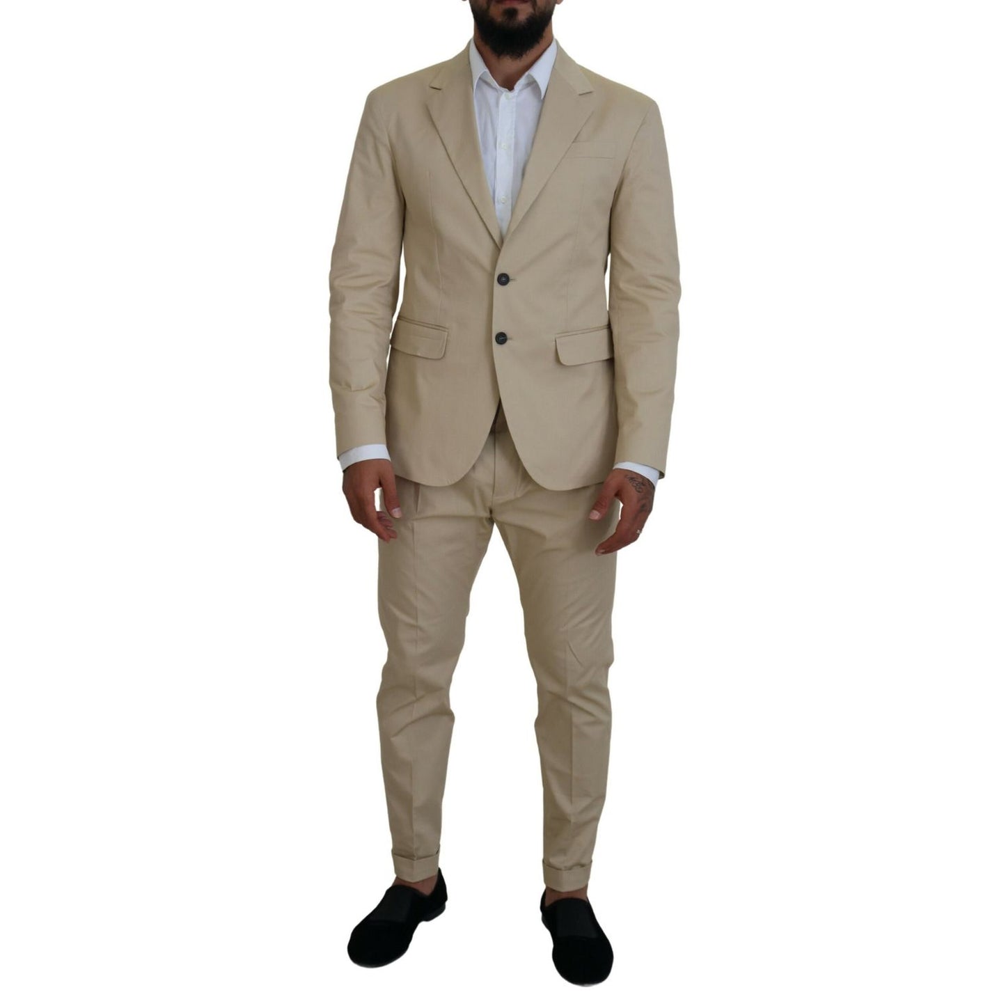 Dsquared² Beige Cotton Single Breasted 2 Piece CIPRO Suit