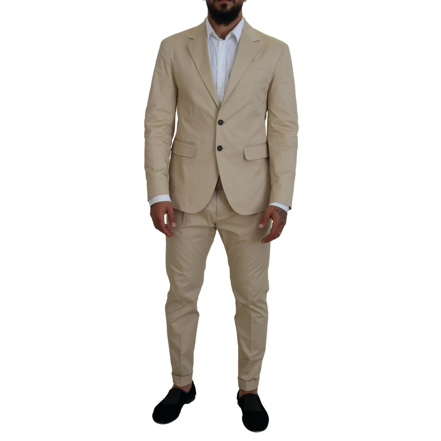 Dsquared² Beige Cotton Single Breasted 2 Piece CIPRO Suit