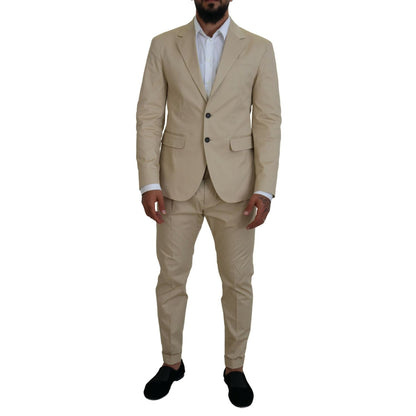 Dsquared² Beige Cotton Single Breasted 2 Piece CIPRO Suit