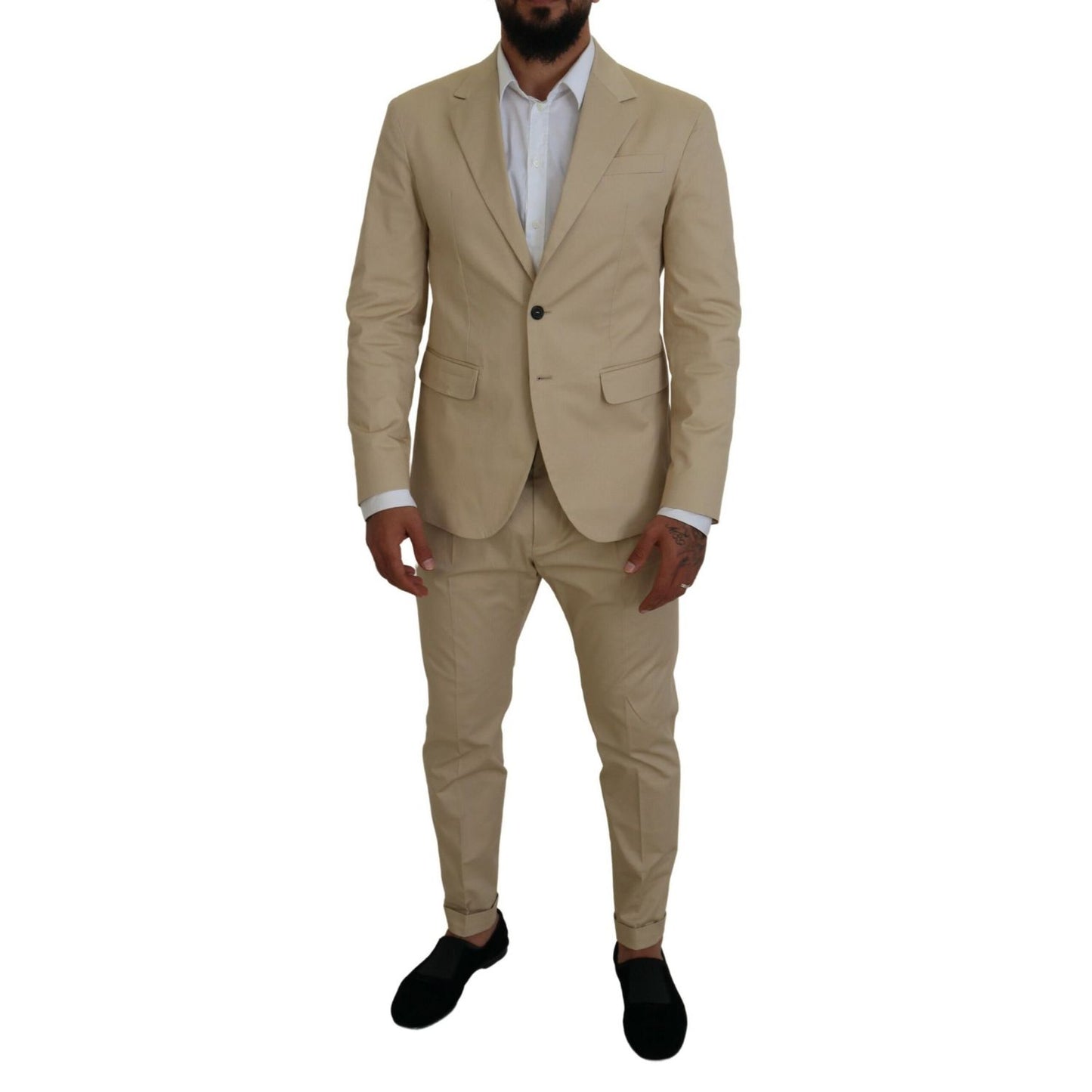 Dsquared² Beige Cotton Single Breasted 2 Piece CIPRO Suit