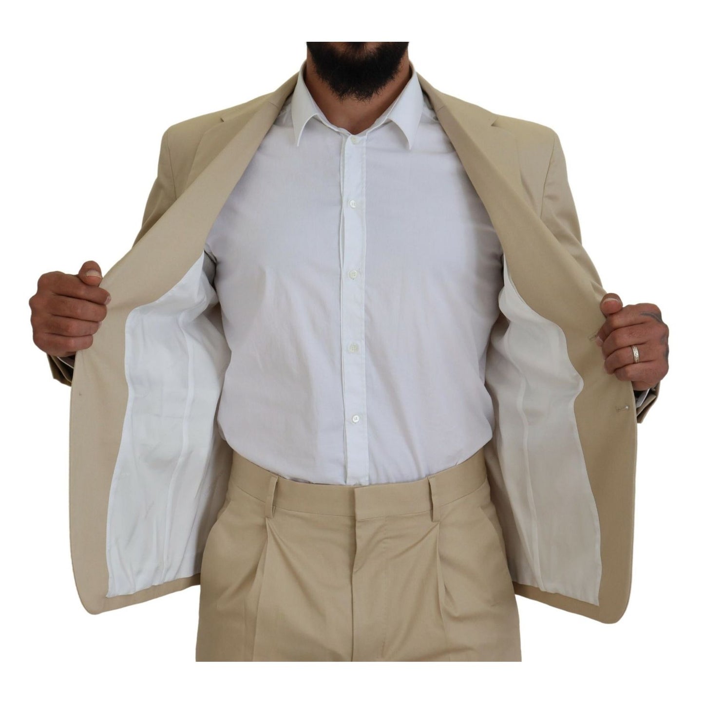 Dsquared² Beige Cotton Single Breasted 2 Piece CIPRO Suit