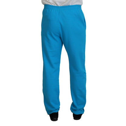 Dsquared² Light Blue Cotton Logo Print Casual Pants