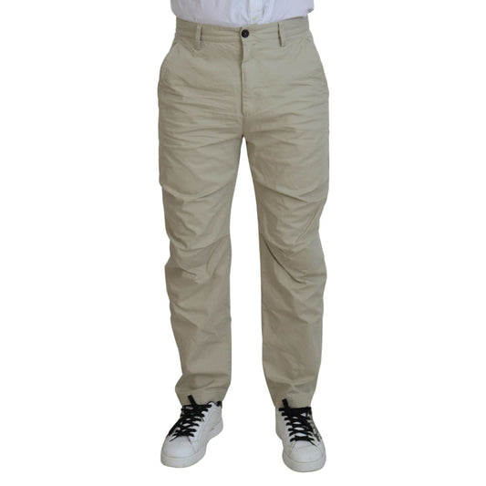 Dsquared² Beige Cotton Straight Fit Men Casual Pants