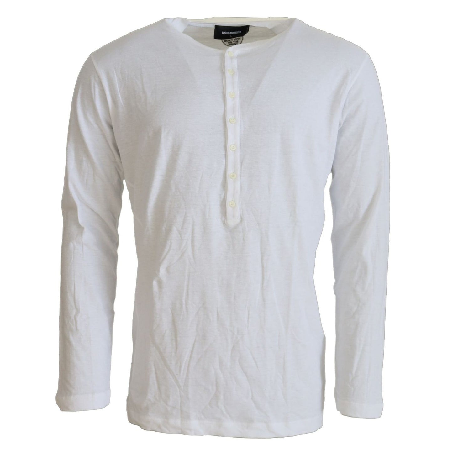 Dsquared² White Cotton Linen Long Sleeves Pullover Sweater