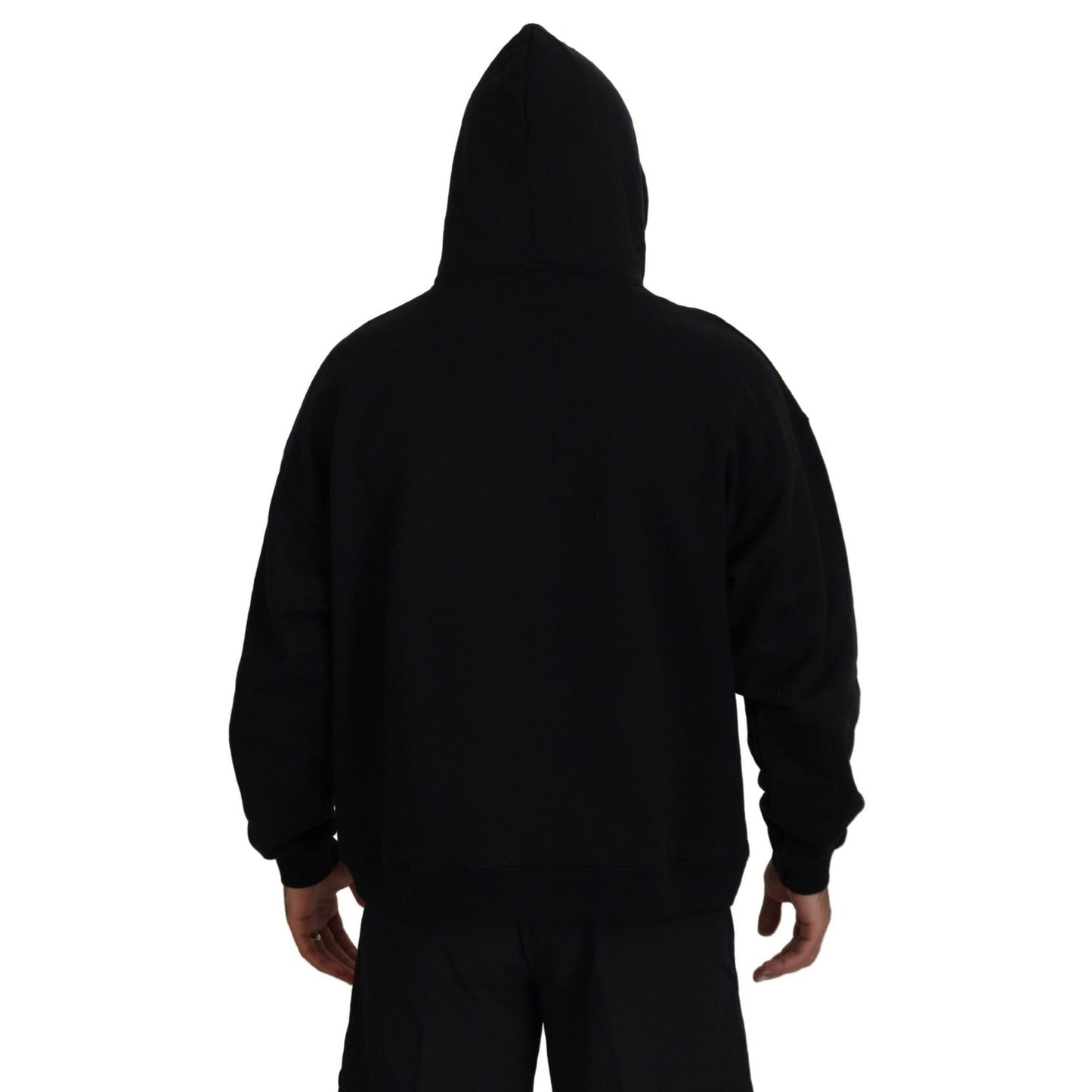Dsquared² Black Cotton Hooded Printed Men Pullover Sweater