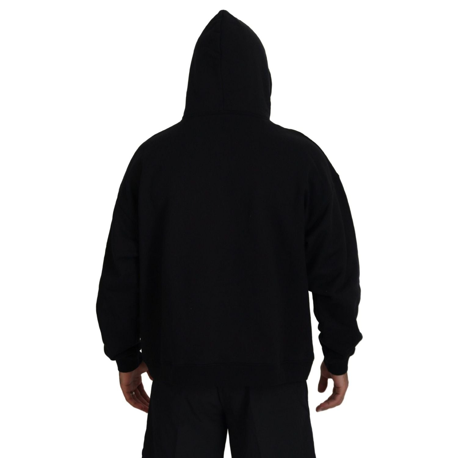 Dsquared² Black Cotton Hooded Printed Men Pullover Sweater