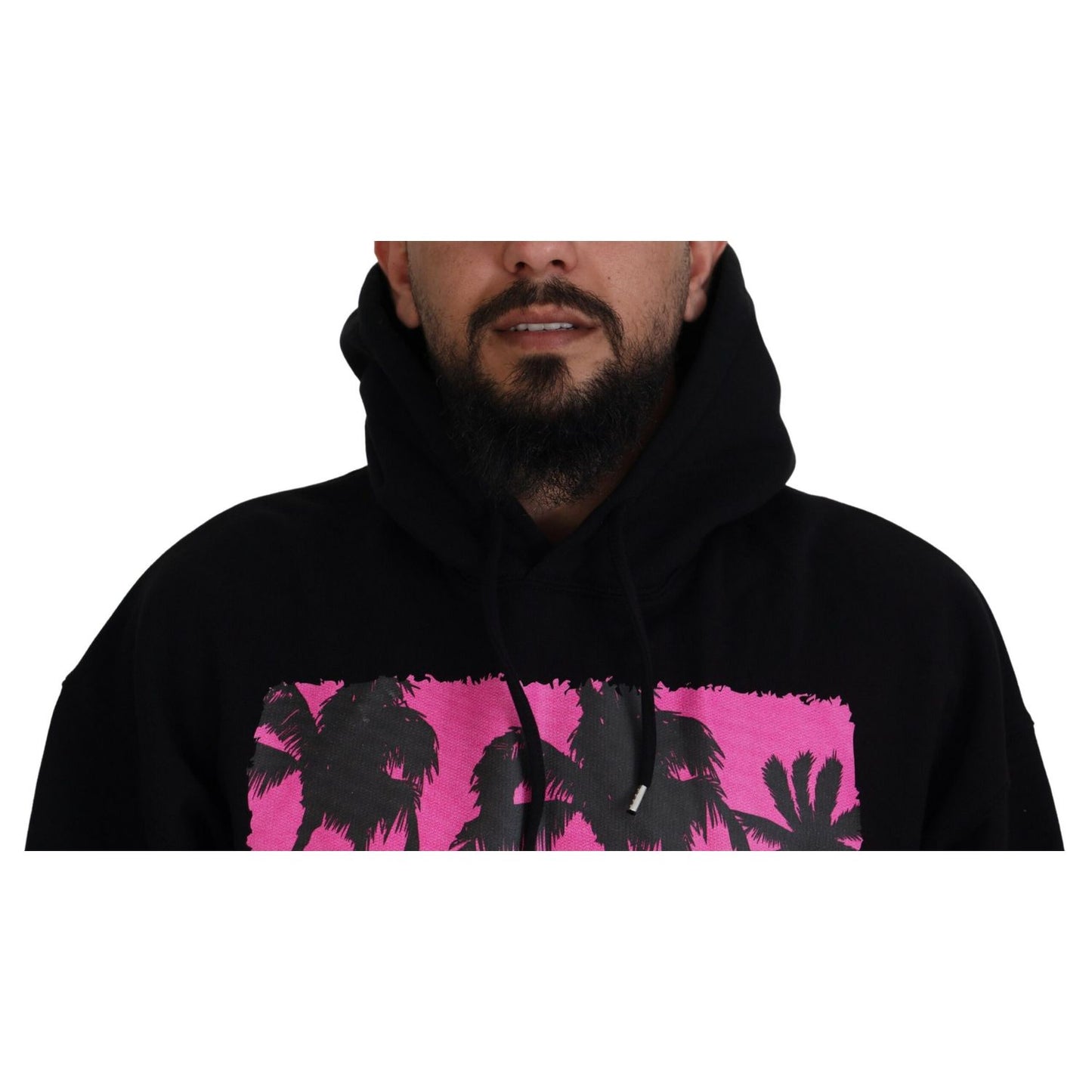 Dsquared² Black Cotton Hooded Printed Men Pullover Sweater
