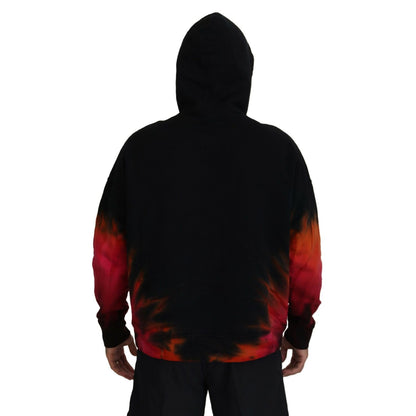 Dsquared² Black Red Cotton Hooded Tie Dye Pullover Sweater