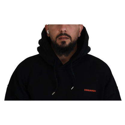 Dsquared² Black Red Cotton Hooded Tie Dye Pullover Sweater