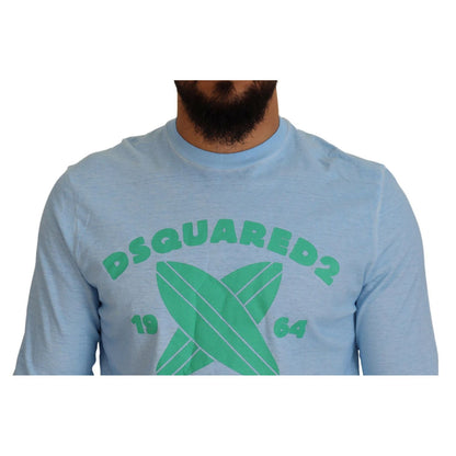 Dsquared² Light Blue Printed Long Sleeves Men Sweater