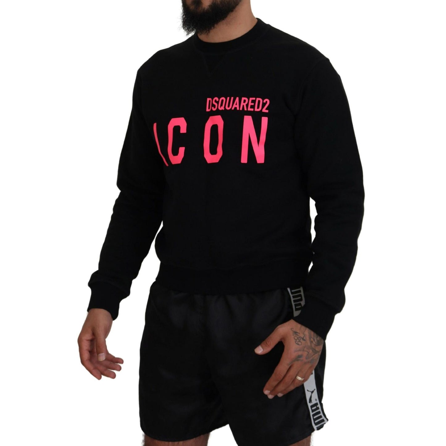 Dsquared² Black Printed Long Sleeves Pullover Sweater