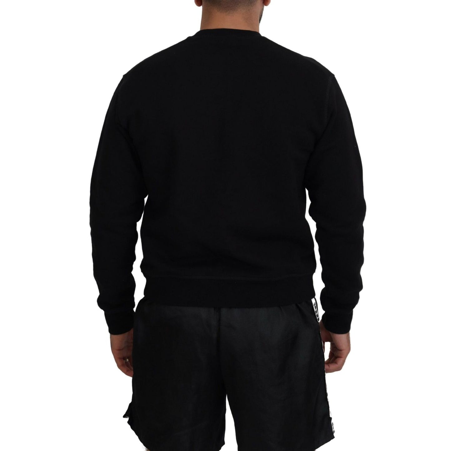 Dsquared² Black Printed Long Sleeves Pullover Sweater