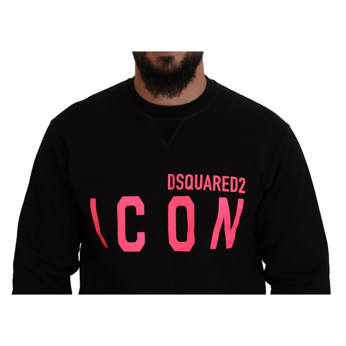 Dsquared² Black Printed Long Sleeves Pullover Sweater