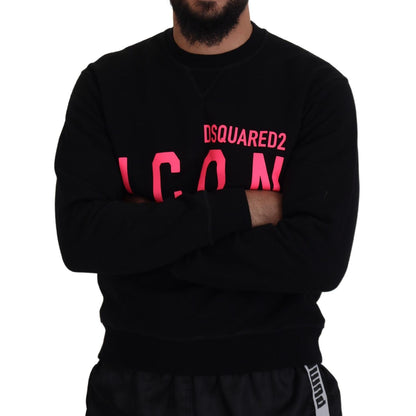 Dsquared² Black Printed Long Sleeves Pullover Sweater