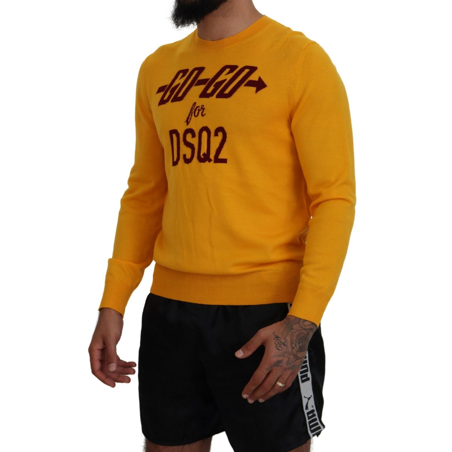 Dsquared² Orange Wool Long Sleeves Men Pullover Sweater