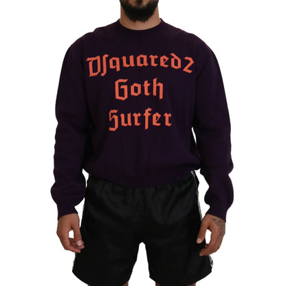 Dsquared² Purple Cotton Printed Men Pullover Sweater