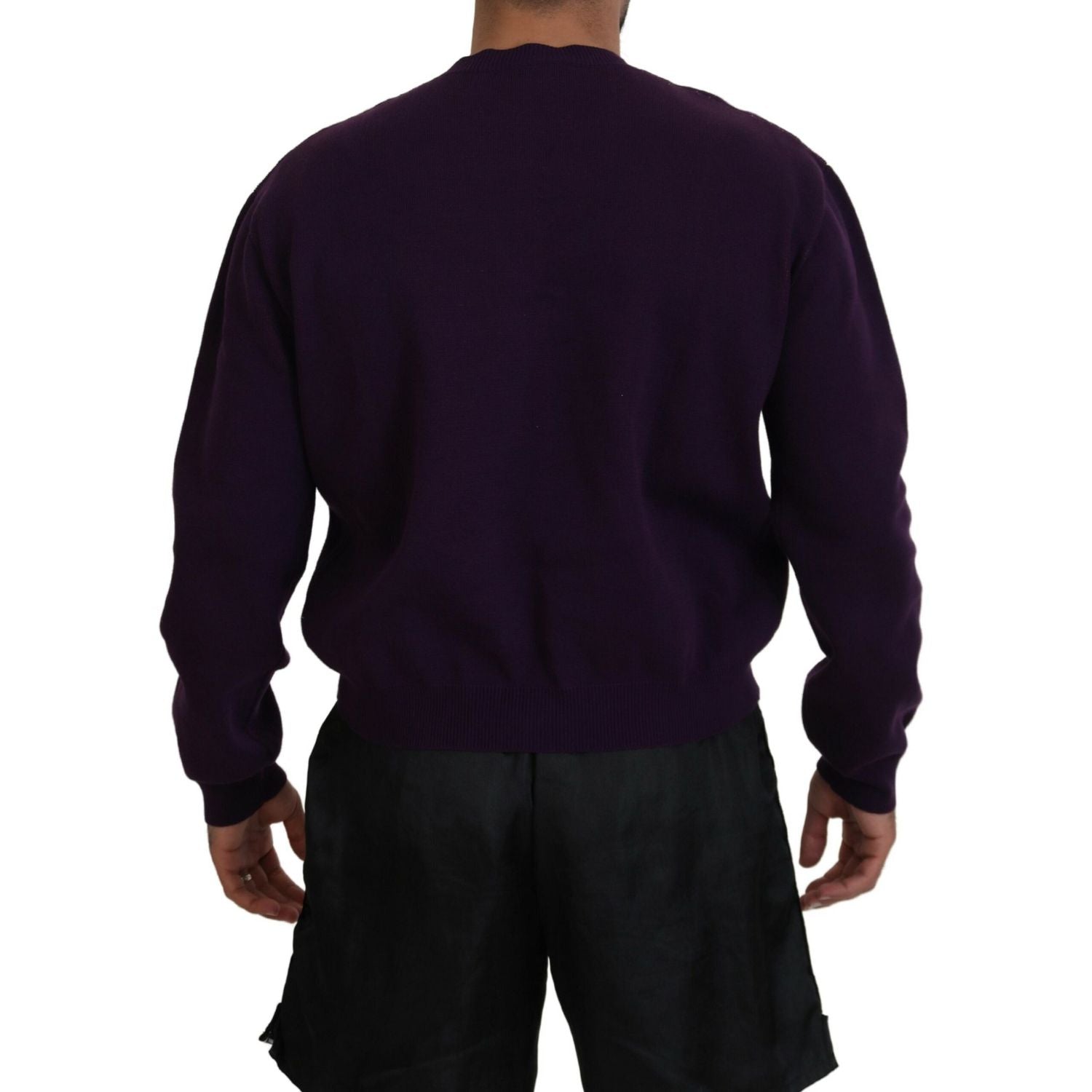 Dsquared² Purple Cotton Printed Men Pullover Sweater