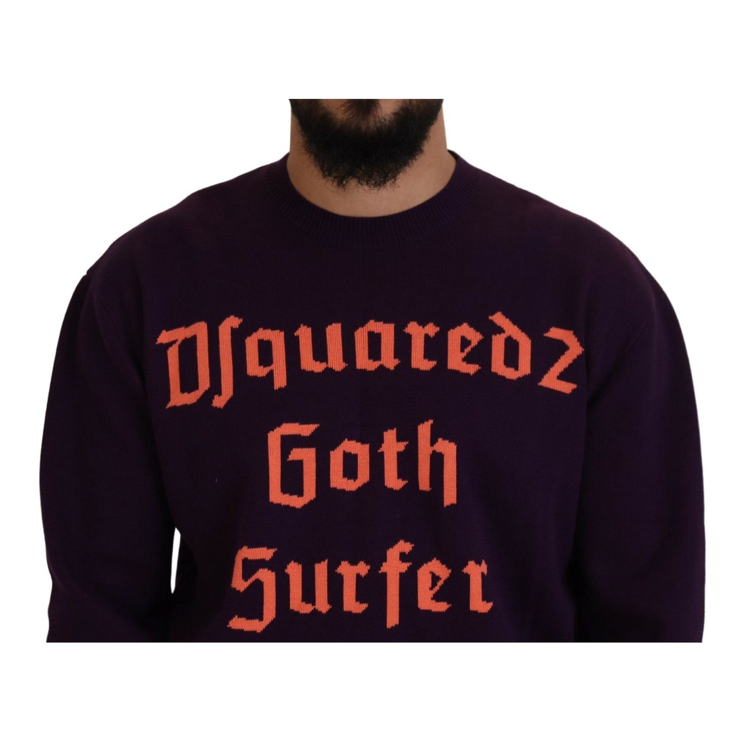 Dsquared² Purple Cotton Printed Men Pullover Sweater