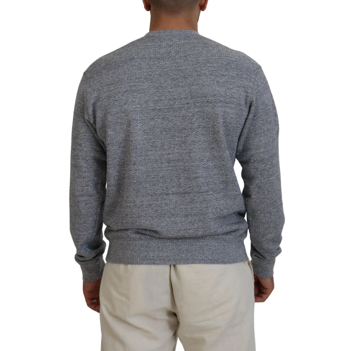 Dsquared² Gray Crystal Embellishment Men Pullover Sweater
