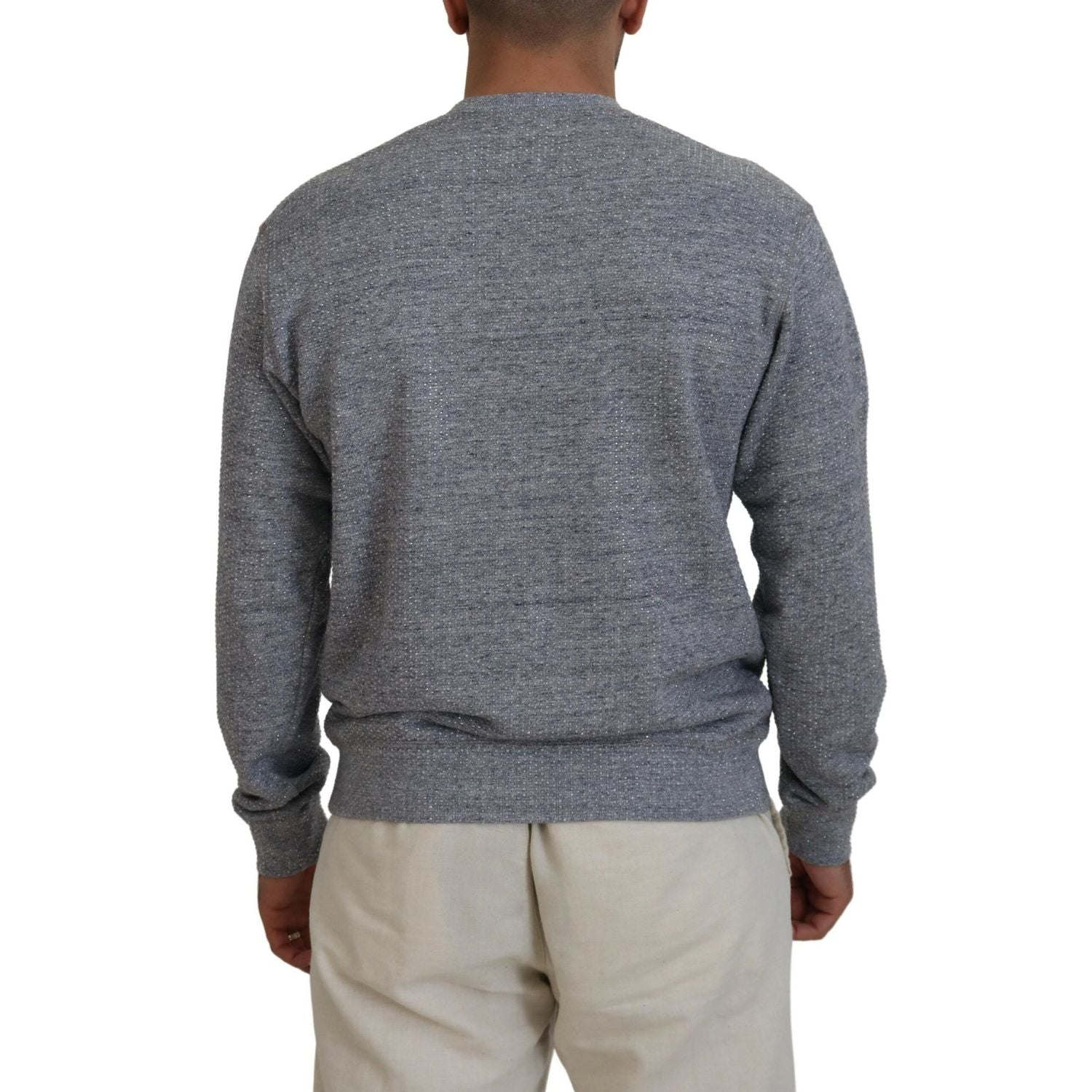 Dsquared² Gray Crystal Embellishment Men Pullover Sweater