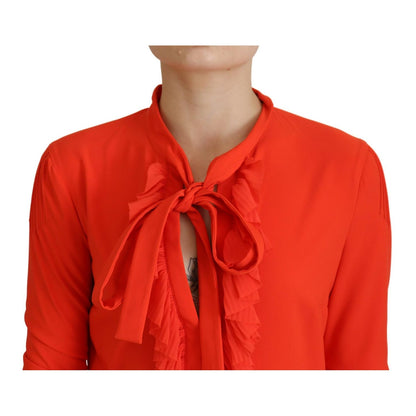 Dsquared² Red Polyester Long Sleeves Pleated Midi Dress