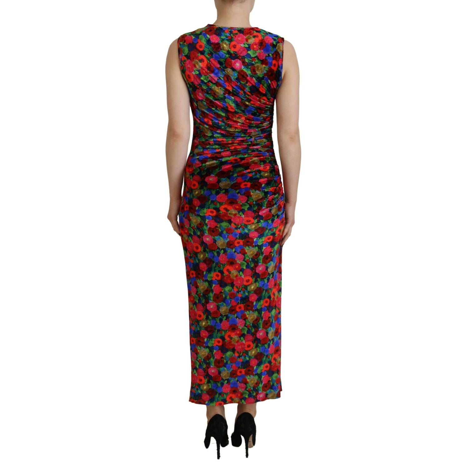 Dsquared² Multicolor Floral Bodycon Ruched Maxi Dress