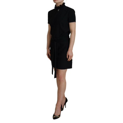 Dsquared² Black Polyester Short Sleeves Sheath Mini Dress