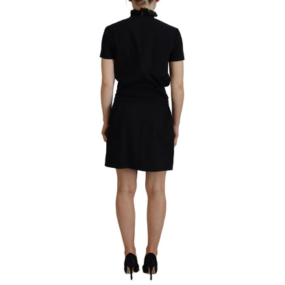 Dsquared² Black Polyester Short Sleeves Sheath Mini Dress