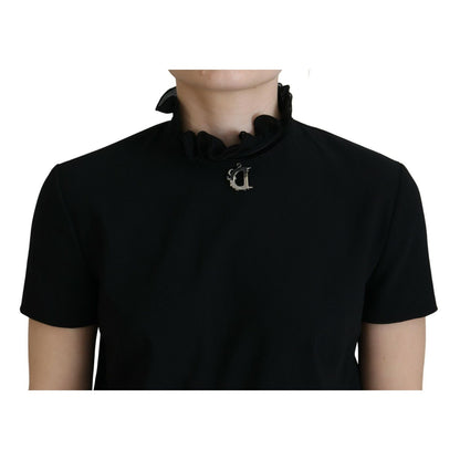 Dsquared² Black Polyester Short Sleeves Sheath Mini Dress