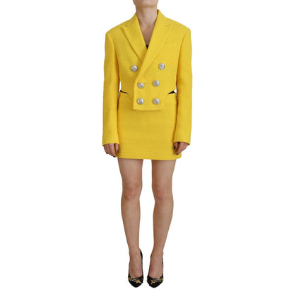 Dsquared² Yellow Double Breasted Mini Suit Blazer Skirt Set