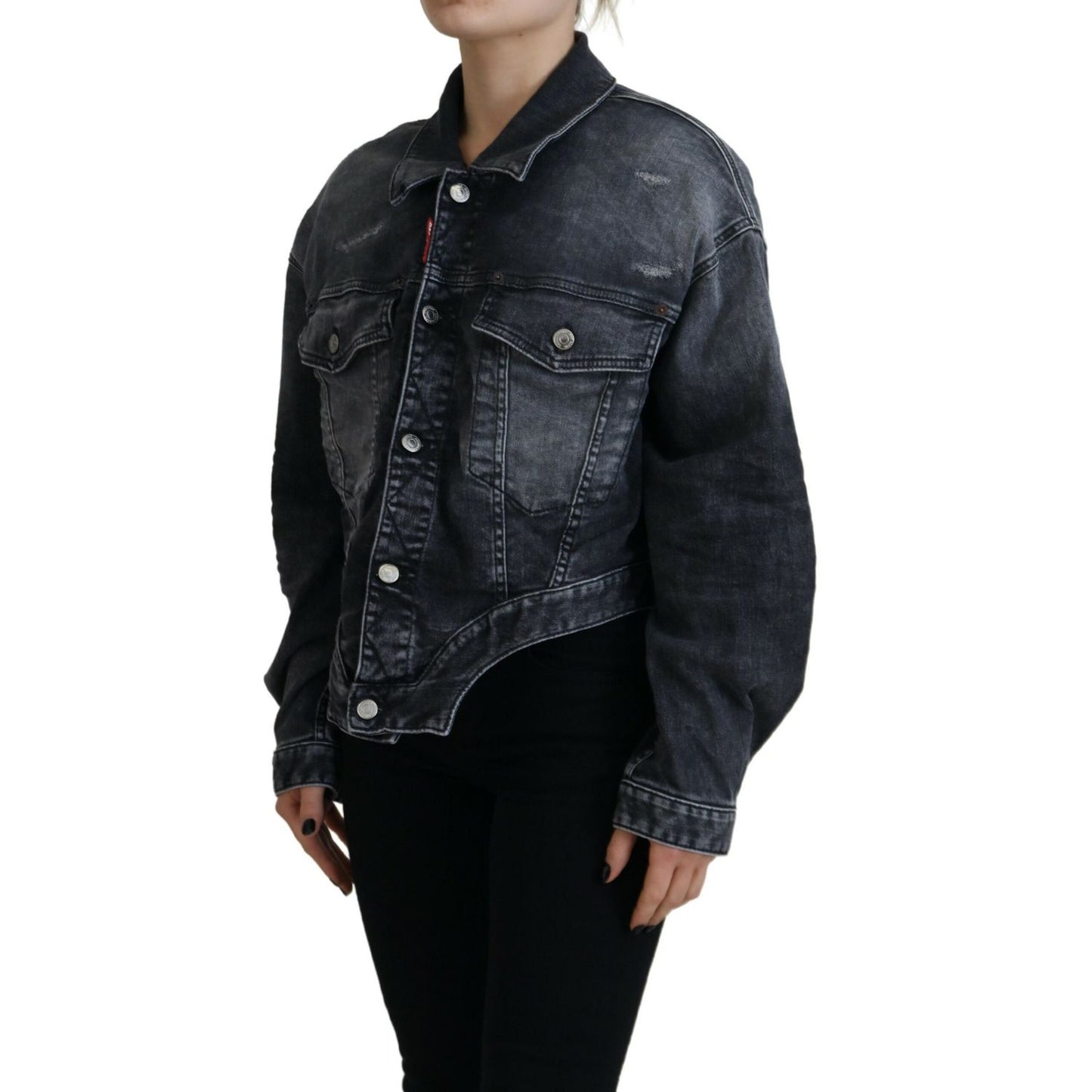 Dsquared² Gray Washed Cotton Cropped Denim Jacket1728,67345645728,Clothing,Denim Jackets - Jackets & Coats - Clothing,Dsquared²,Gray,IT38 | XS,Jackets & Coats - Clothing,Jackets & Coats - Women - Clothing,Material: Cotton 92%,Polyester 6%,Preowned / Defec