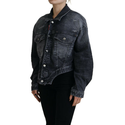 Dsquared² Gray Washed Cotton Cropped Denim Jacket1728,67345645728,Clothing,Denim Jackets - Jackets & Coats - Clothing,Dsquared²,Gray,IT38 | XS,Jackets & Coats - Clothing,Jackets & Coats - Women - Clothing,Material: Cotton 92%,Polyester 6%,Preowned / Defec